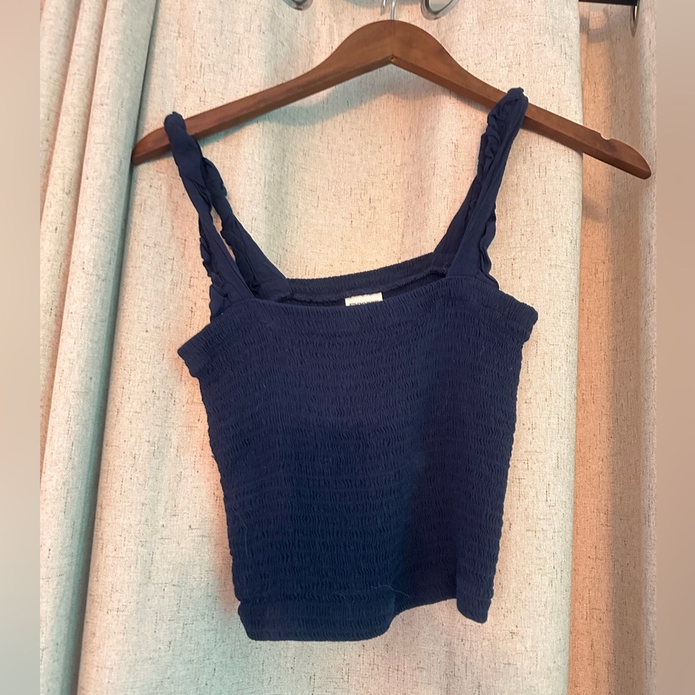 PINK Victoria's Secret Dark Blue Smocked Crop Top